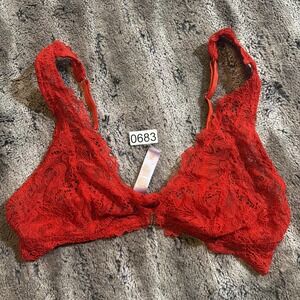 Savage Fenty Red Lace Unlined Bralette Sz XL Lingerie Bling Valentines Day